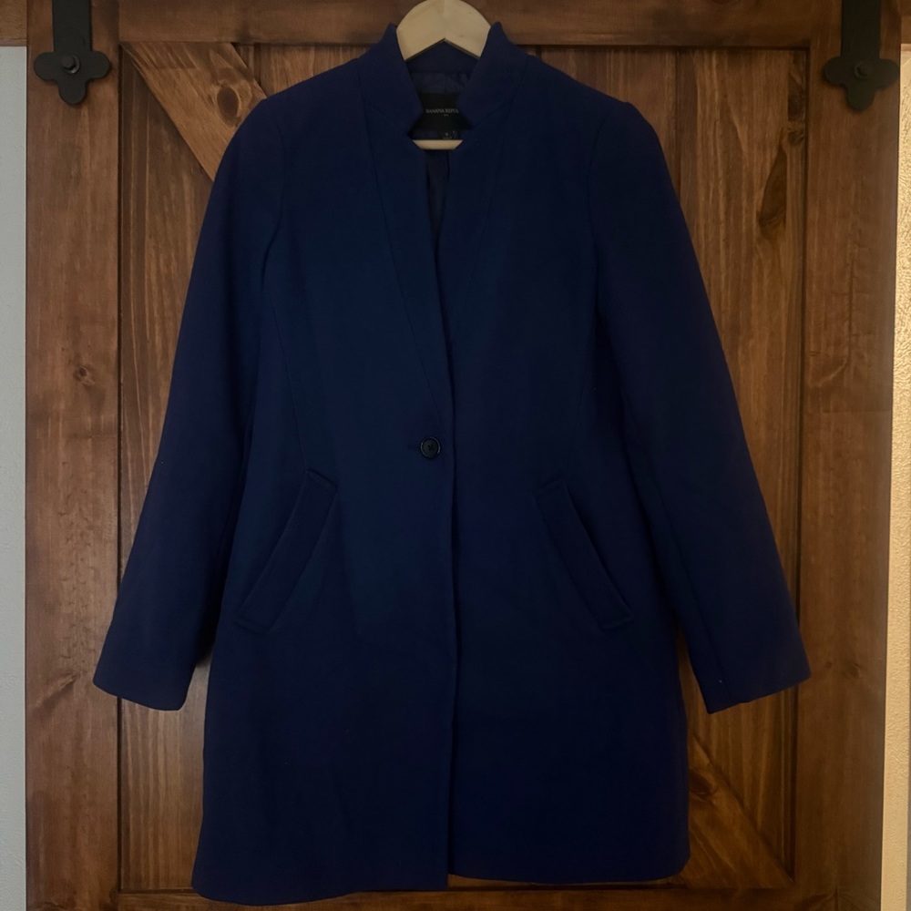 Banana Republic Elegant Navy Blue Women's Topcoat Small